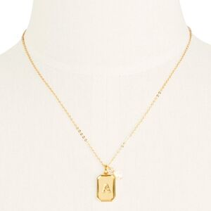TALBOTS Monogram "A" Initial Pendant with Freshwater Pearl Necklace